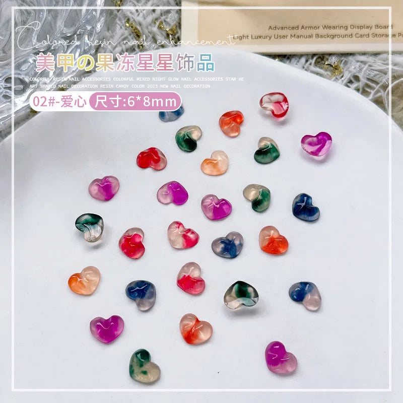 50PCS Aurora Acrylic 3D Nail Art Bow Charm For Nails Decoration Design Kawaii Manicure Accessories Bow-knot DIY Craft Supplies