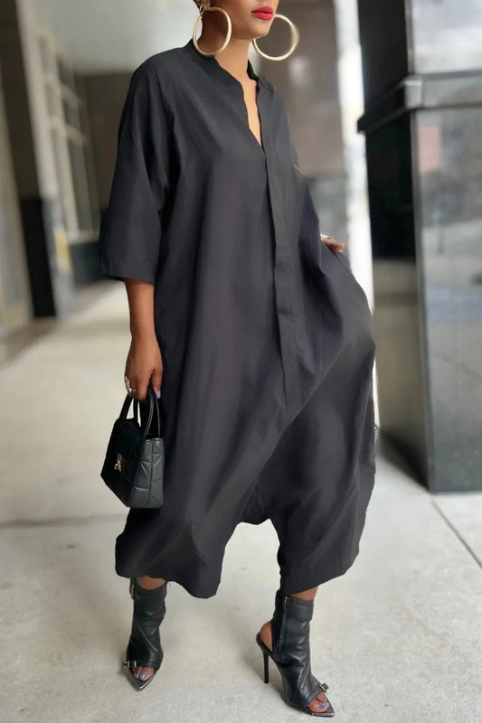 3/4 Sleeve Pocket  Harem Jumpsuit