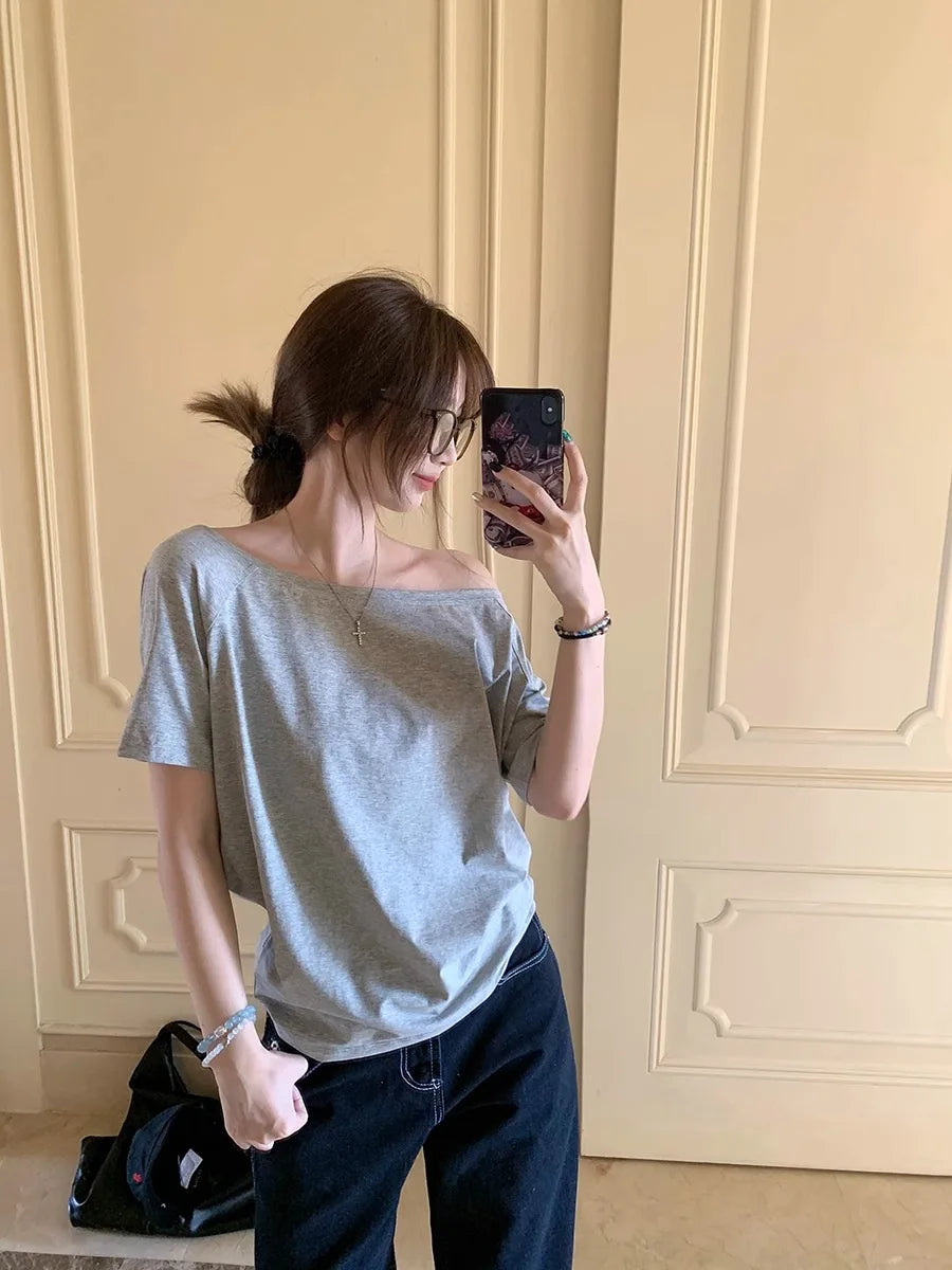 Solid Simple Casual Short Sleeve Top