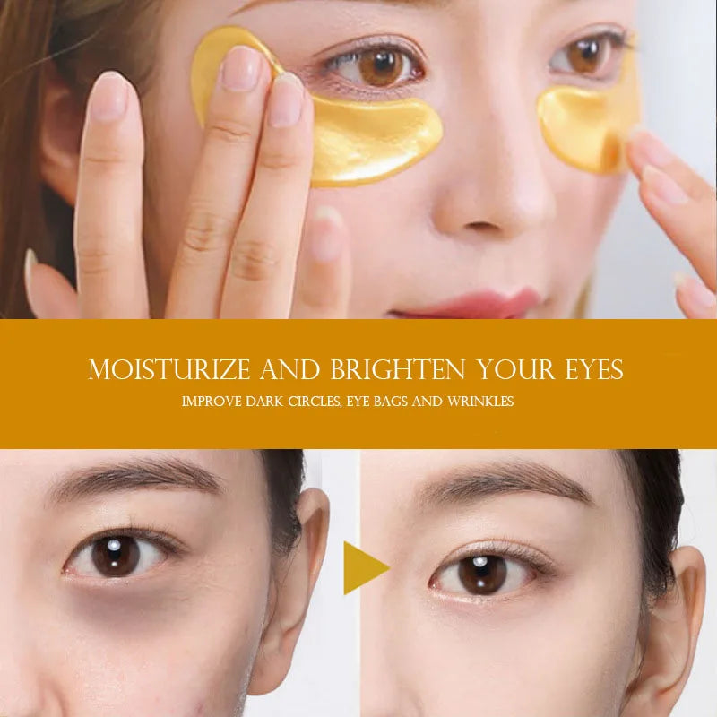50 Pairs Crystal Gold Eye Patches Anti Dark Circles Remove Eye Bags Moisturizing Golden Collagen Eye Mask Skin Care