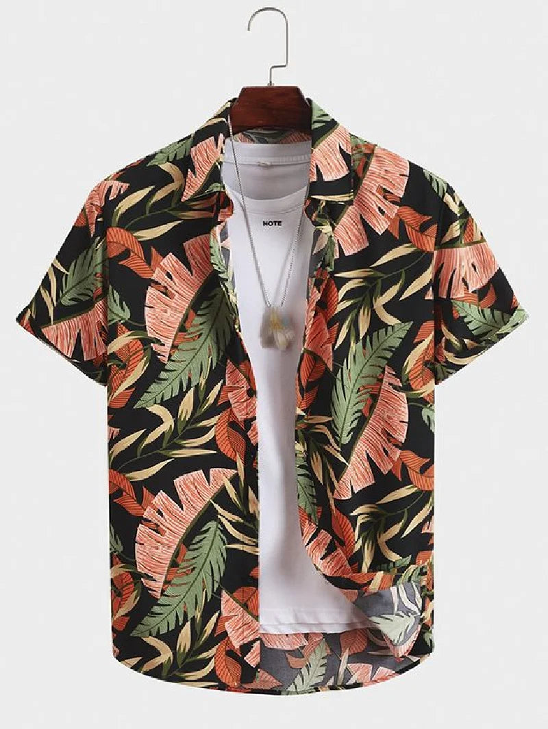 Short Sleeved Shirt With Lapel Button Up