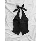 V-neck Halter Neck Crop Top