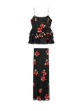 Printed Ruffle Top Skirt Set