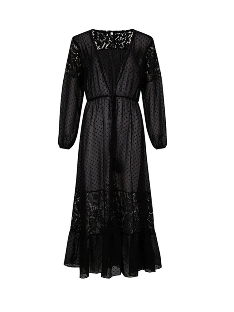 Lace Patchwork Bikini Chiffon Beach Dress Cover Up