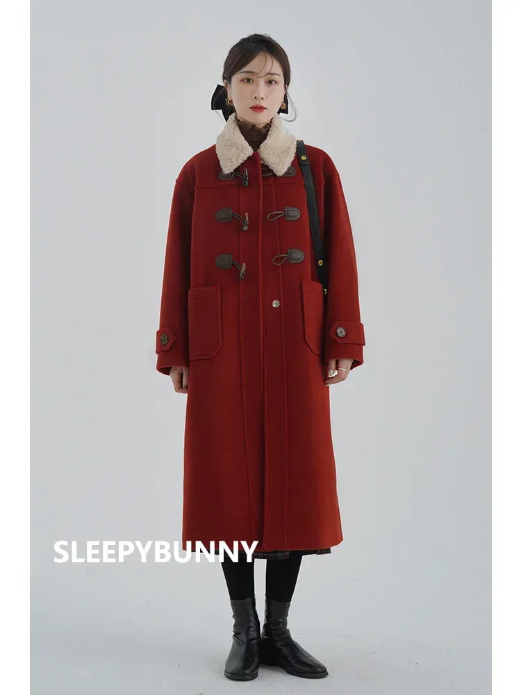 Lamb Wool Collar Duffle Coat
