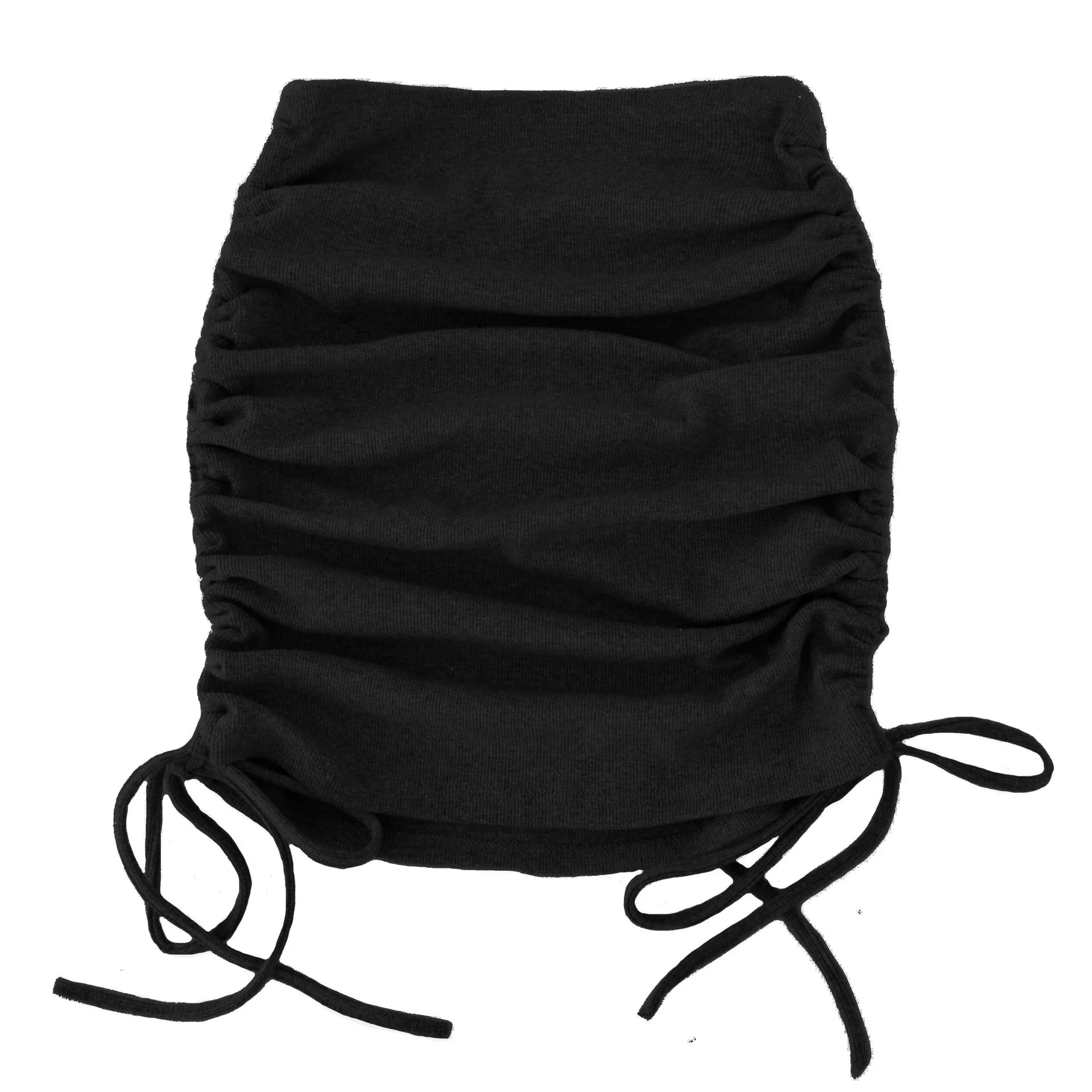 Solid Color Drawstring Ruched Skirt