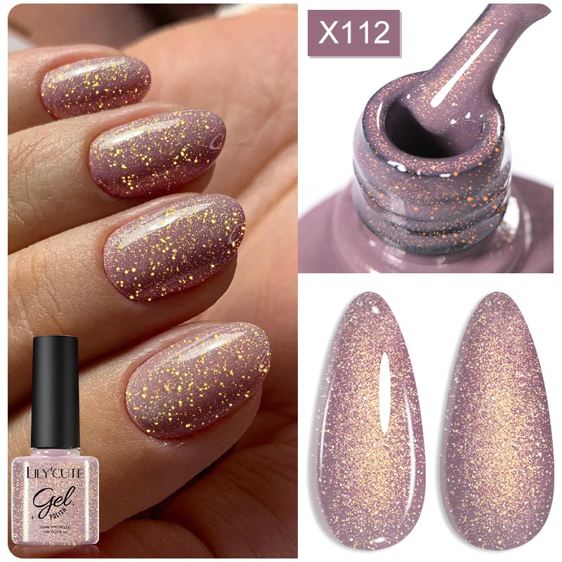 LILYCUTE 8ml Pink Dried Flower Gel Nail Polish Natural Flower Fairy Nail Art Gel Soak Off UV LED Painting Varnish For Nails DIY