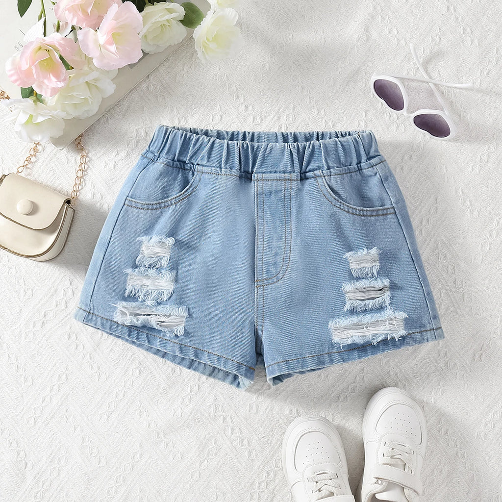 Ripped Denim Shorts