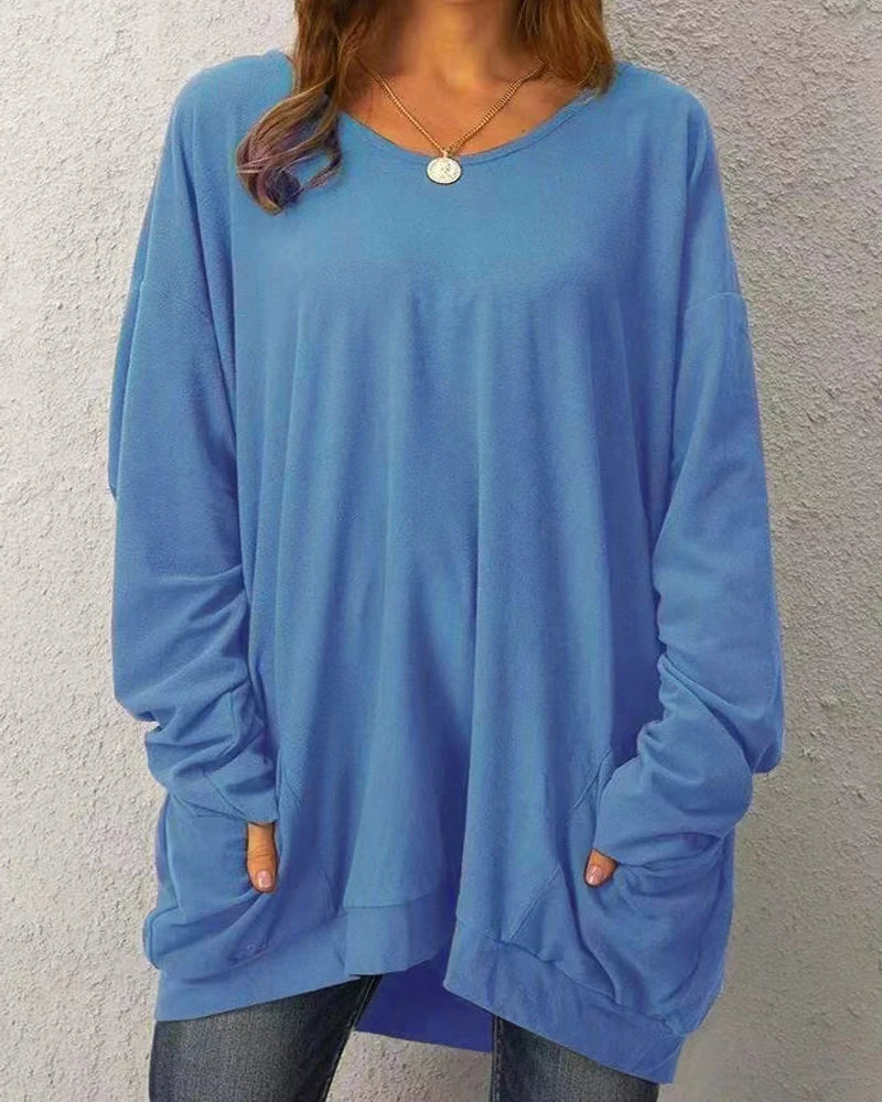 Round Neck Loose Casual Tops