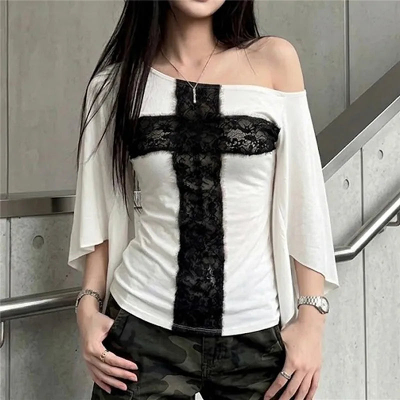 Lace Stitch Cross T-Shirt