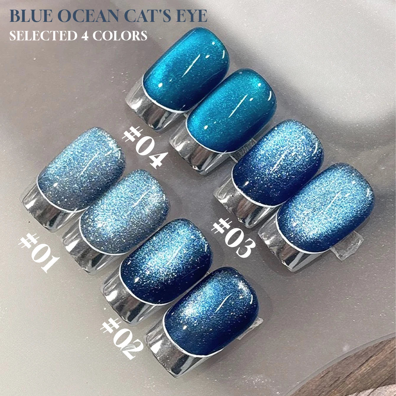 MIANEL 12ML Blue Ocean Cat Eye Gel Nail Polish Mint Mambo Whitenning Glass Beads Cat Magnetic Gel Blue Nails 1-21pcs