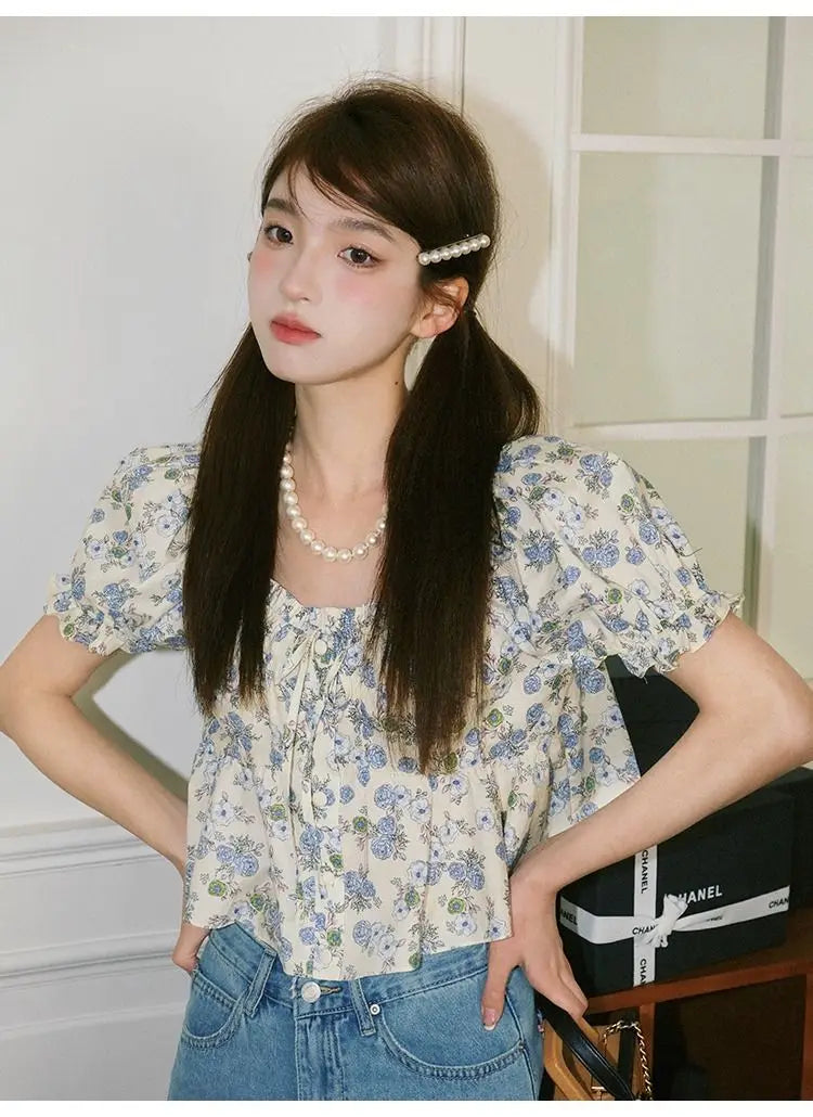 French Floral Short-Sleeved Tee