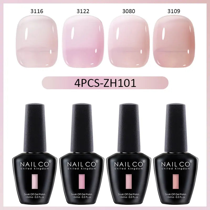 NAILCO 4pcs 15ml Autumn Winter Translucent Color Gel Nail Polish