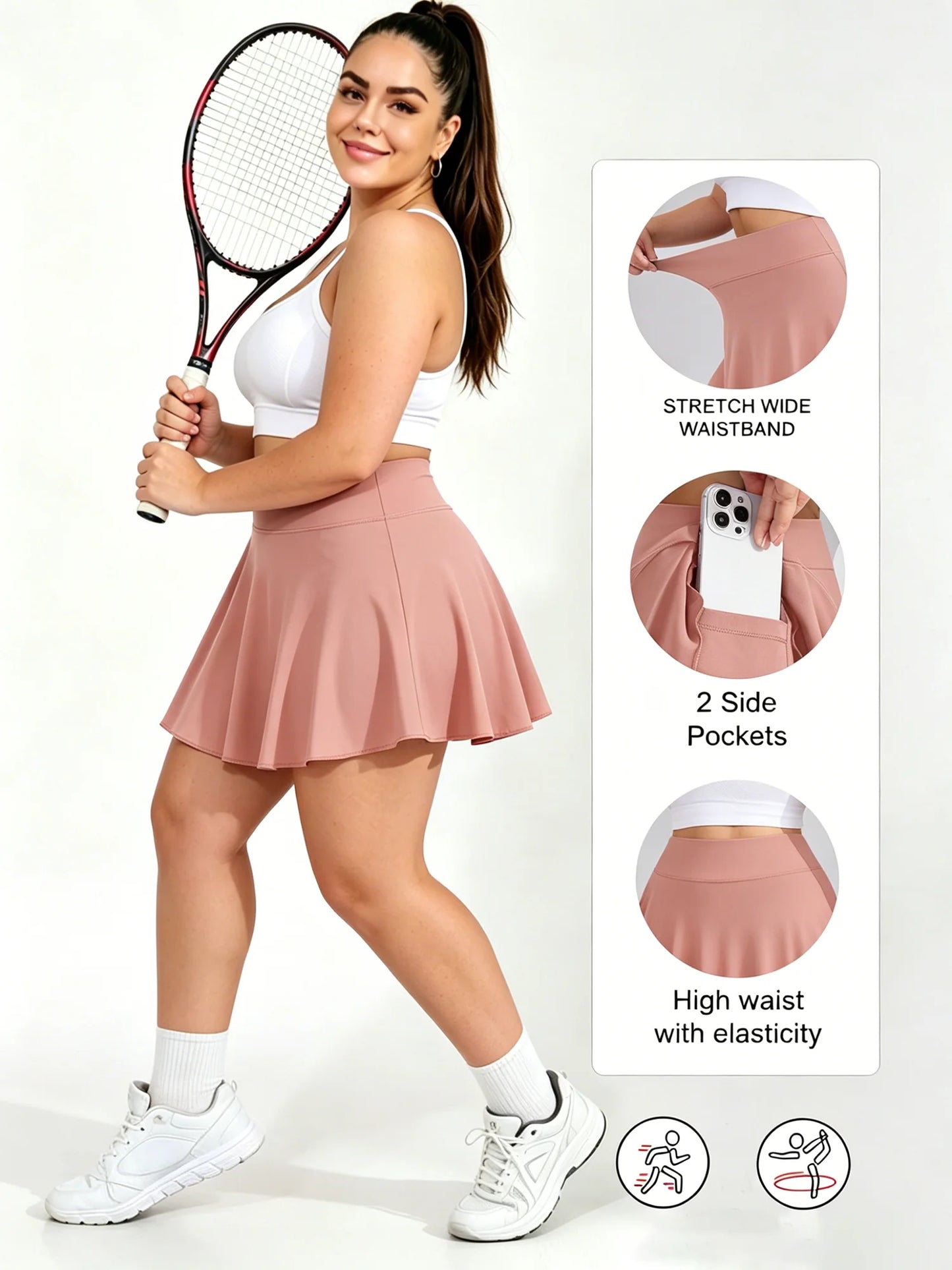 Pleated Athletic Skirts with Pockets