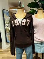 1977 Letter Embroidery Slim Zip-up Hoodie