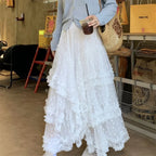 A-Line Lace Cake Loose Midi Skirt