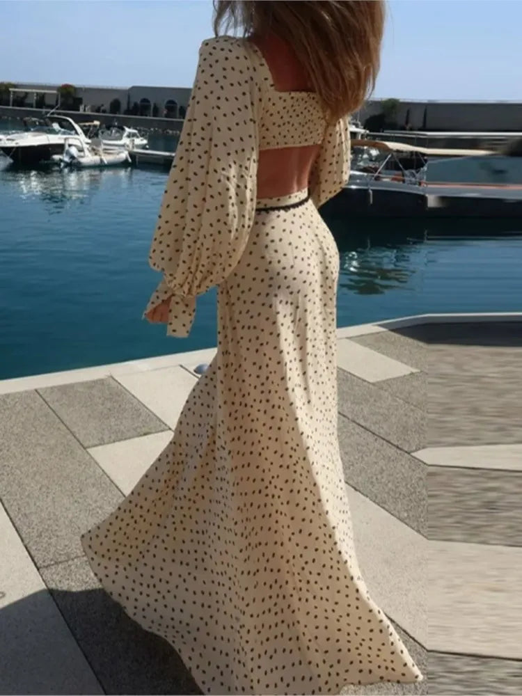 Fansumgo Cover-up Crop Tops And Maxi Skirt Set