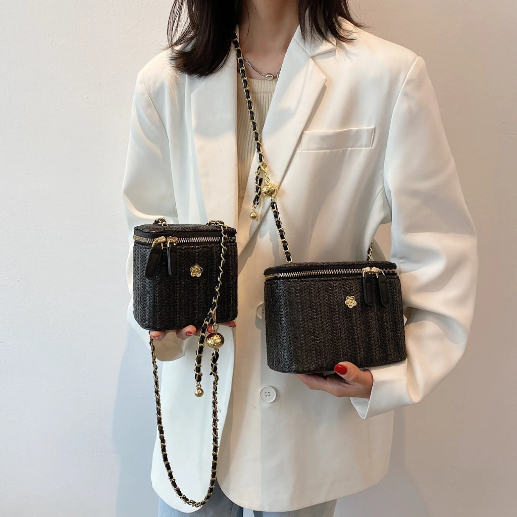 Mini Straw Bucket Crossbody