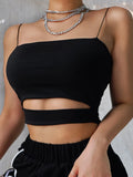 Cutout Spaghetti Strap Crop Top