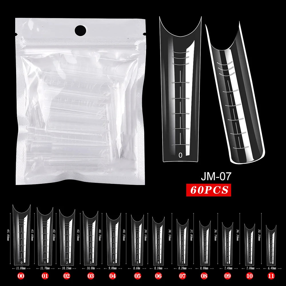 Fake Nail Forms Tips UV Gel For Extension Building Gel Polish Fake Artificial Tool 60pcs