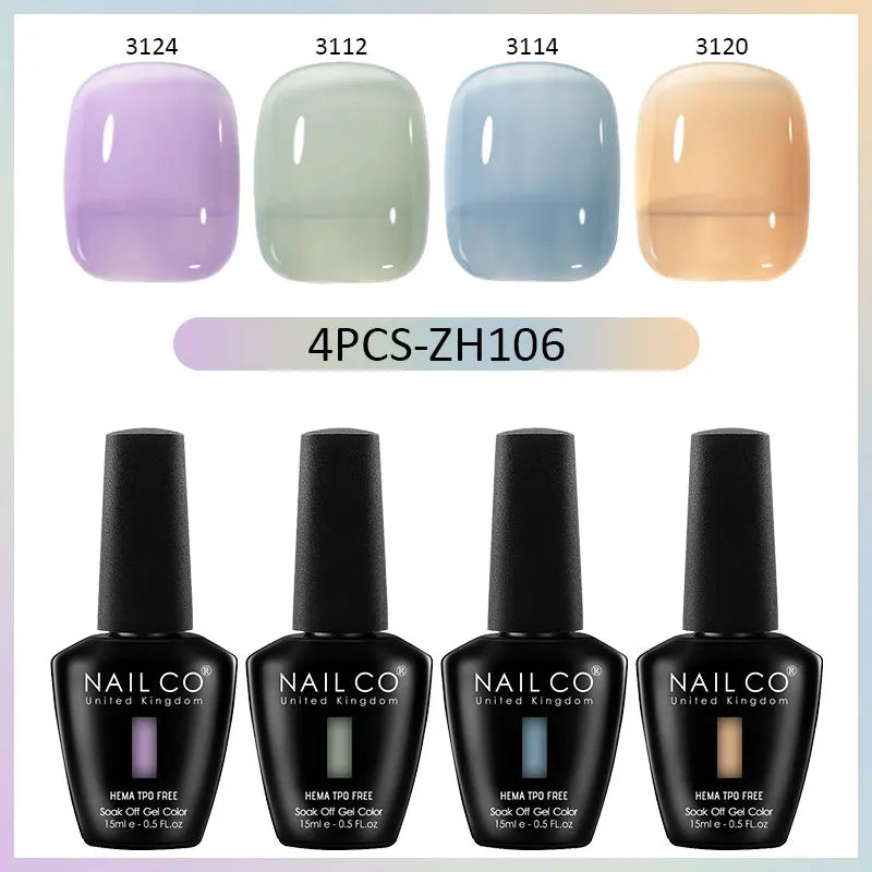 NAILCO 4pcs 15ml Autumn Winter Translucent Color Gel Nail Polish