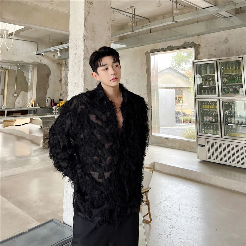 Feather Tassel Design Long Sleeve Shirt