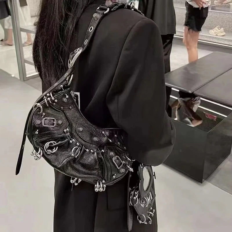 Cropped Studded Motorcycle Bag