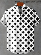 Pattern Printed Summer Comfortable Linen Short Sleeve Shirt