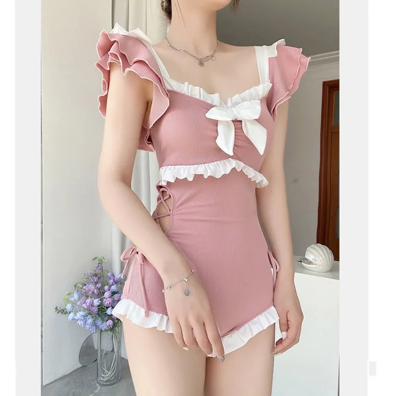 Ruffle Sleeve One Piece Swimsuit