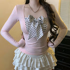 Bow Polka Dot Long Sleeve Tee