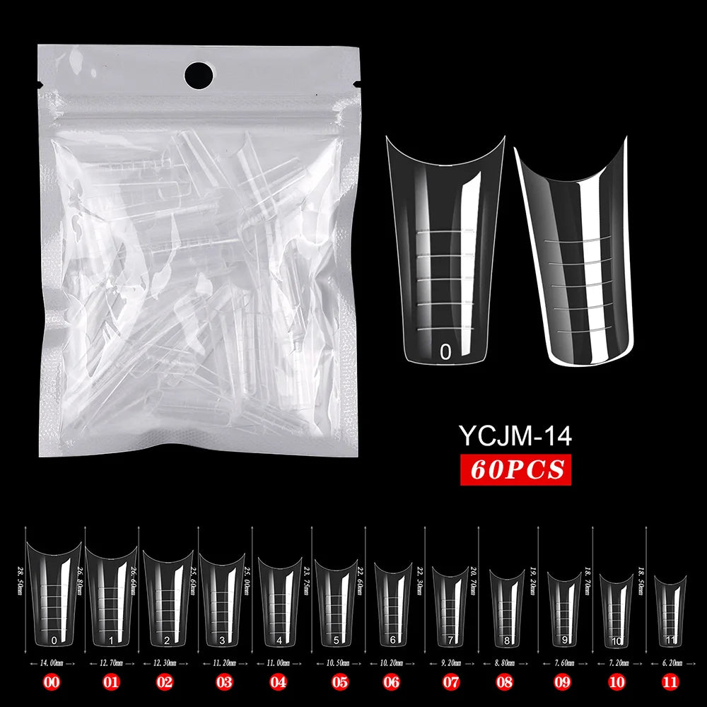 Fake Nail Forms Tips UV Gel For Extension Building Gel Polish Fake Artificial Tool 60pcs