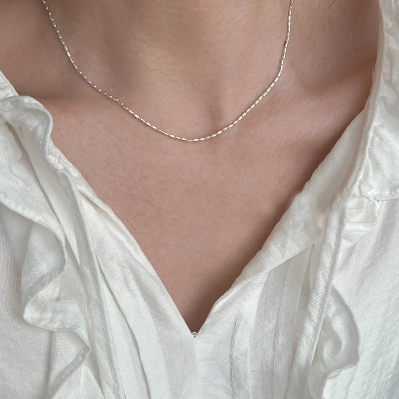 925 Sterling Silver Necklace With Simple Geometric Beads