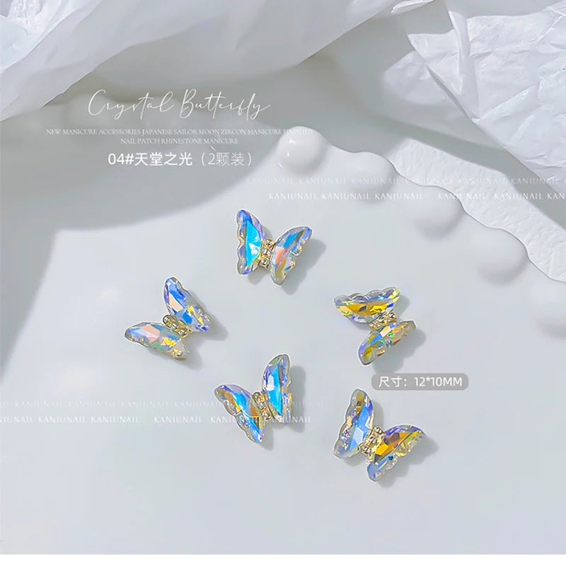 10Pcs Fairy Pink Zircon Nail Art 3D Charms Jewelry Butterfly Shaped Nail Crystal Alloy Decals 11*9mm Rhinestone Nail Decoration*