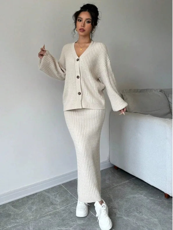 Loose Cardigan Two-Piece Set
