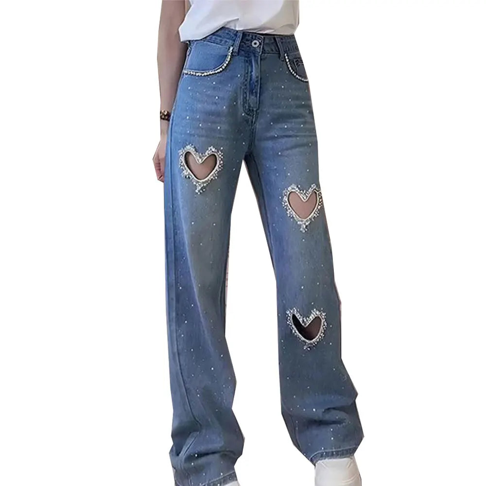 Rhinestone Heart Jeans