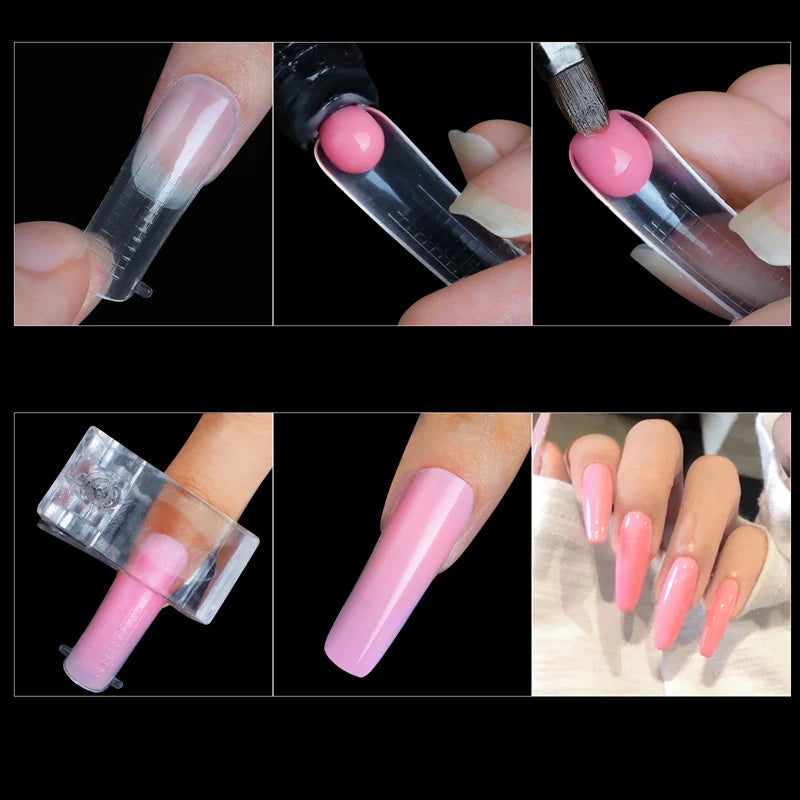 60Pcs/Bag Dual Forms Extended Plastic Nails Sticker Paper-free Support Tape Scale Nail Film Transparent Tool For Art Fingernails