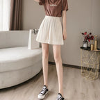 Elastic High Waist Pleated Shorts