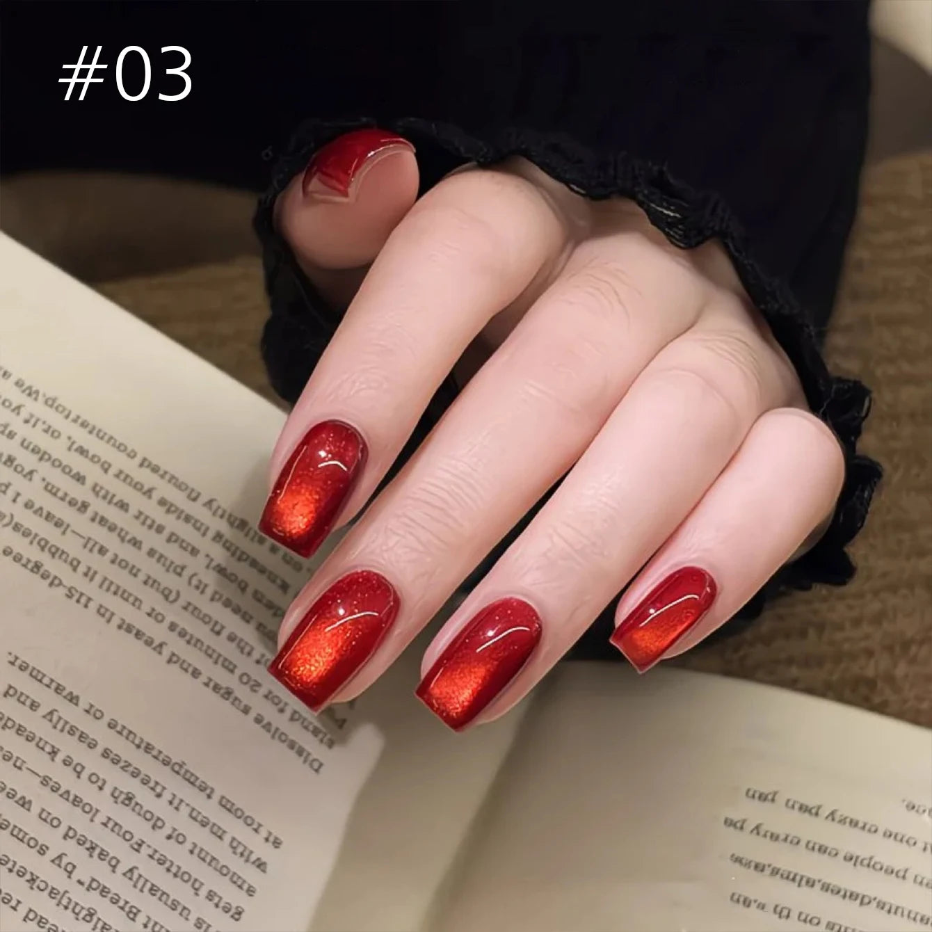 10ML 1-8PCS Red Cat Eye Nail Polish Red Nails 2026 New Cherry Wine Deep Red Glass Bead Magnet Cat Eye Spear Crystal Gel