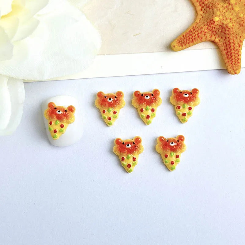 30PCS Simulated Salad Bread Donut Nail Charms Creative Cute Bear Cowhorn Sandwich Desserts Resin Nail Art Decorations DIY Nails