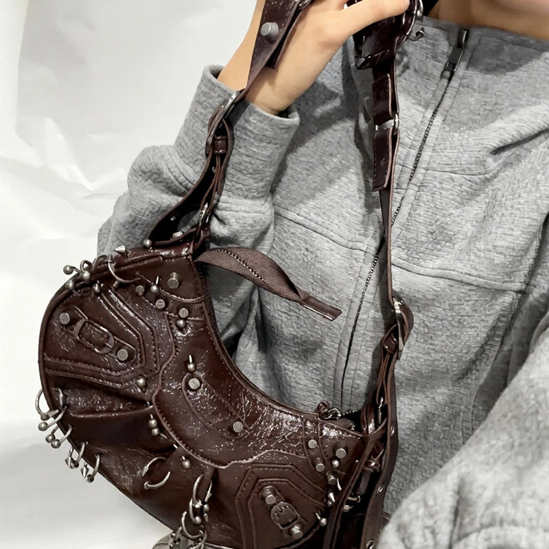 Cropped Studded Motorcycle Bag