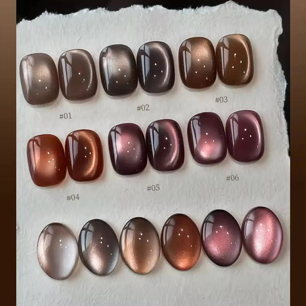 12ml 1-21pcs Brown Gold Cat Eye Gel Nail Polish