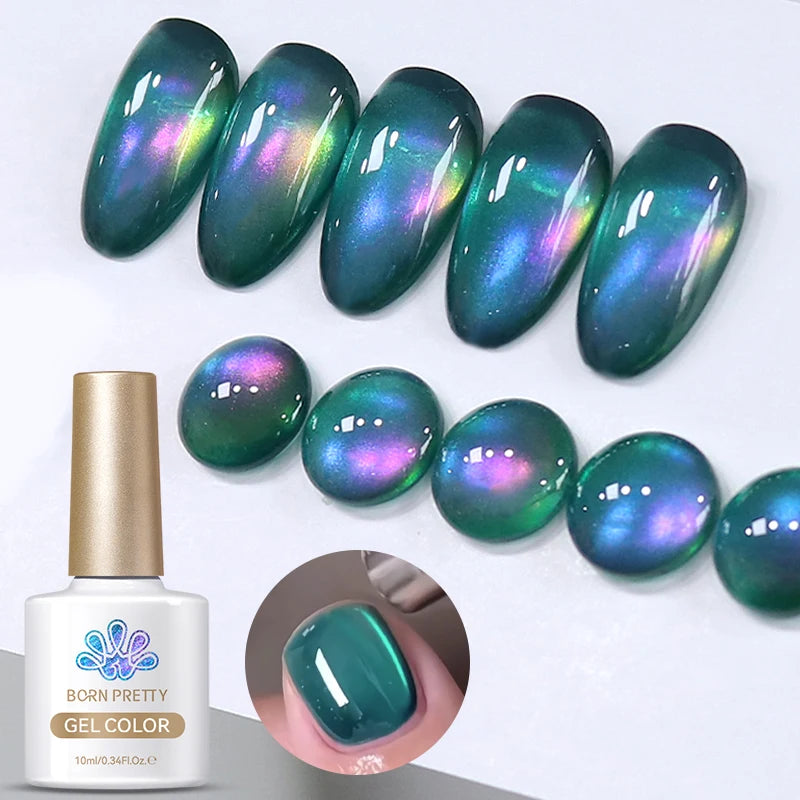 BORN PRETTY 10ml Water Light Cat Magnetic Gel Nail Polish Shining Super Sliver-light Holographics Soak Off UV Gel Varnish
