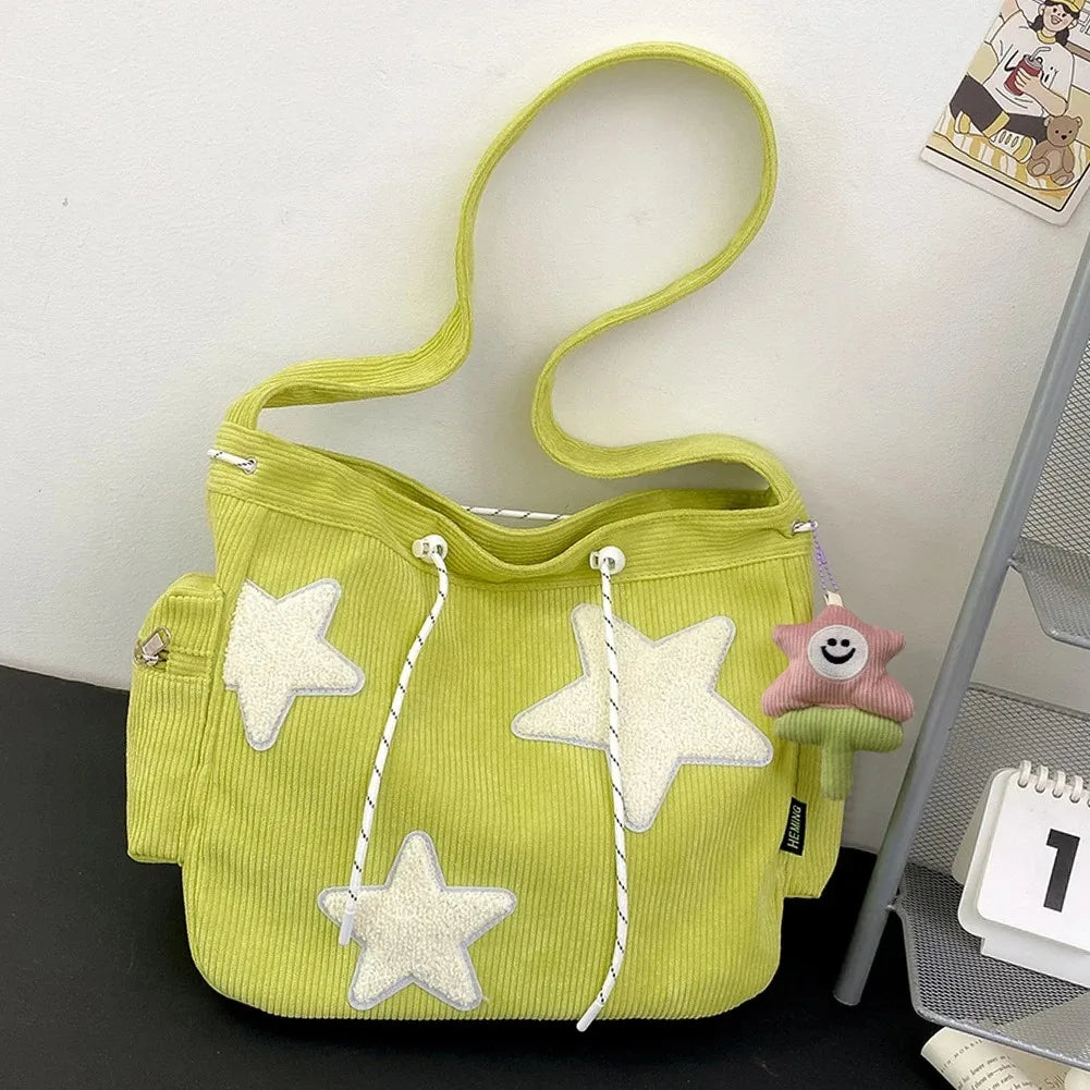 Star Pattern Corduroy Crossbody Bag