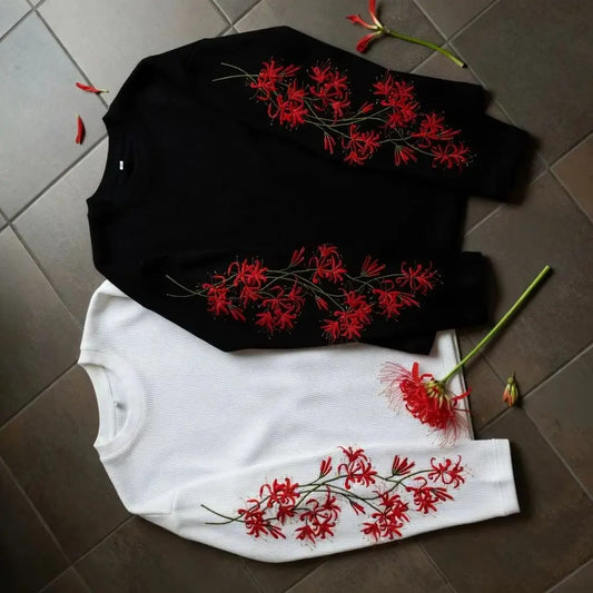 Flower Embroidered Sleeves Tee