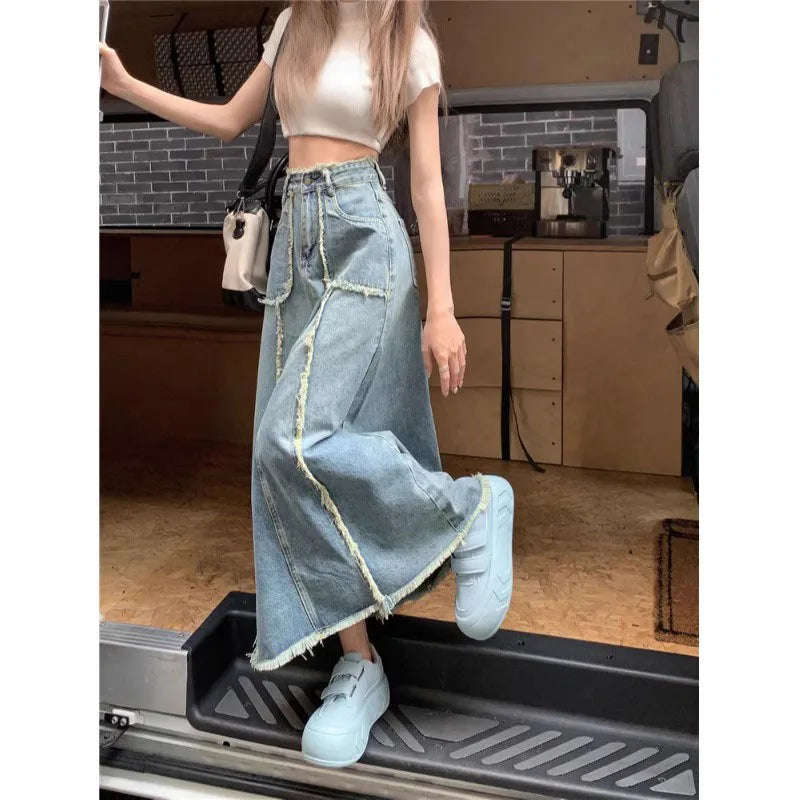 Tassel Denim Long Skirts