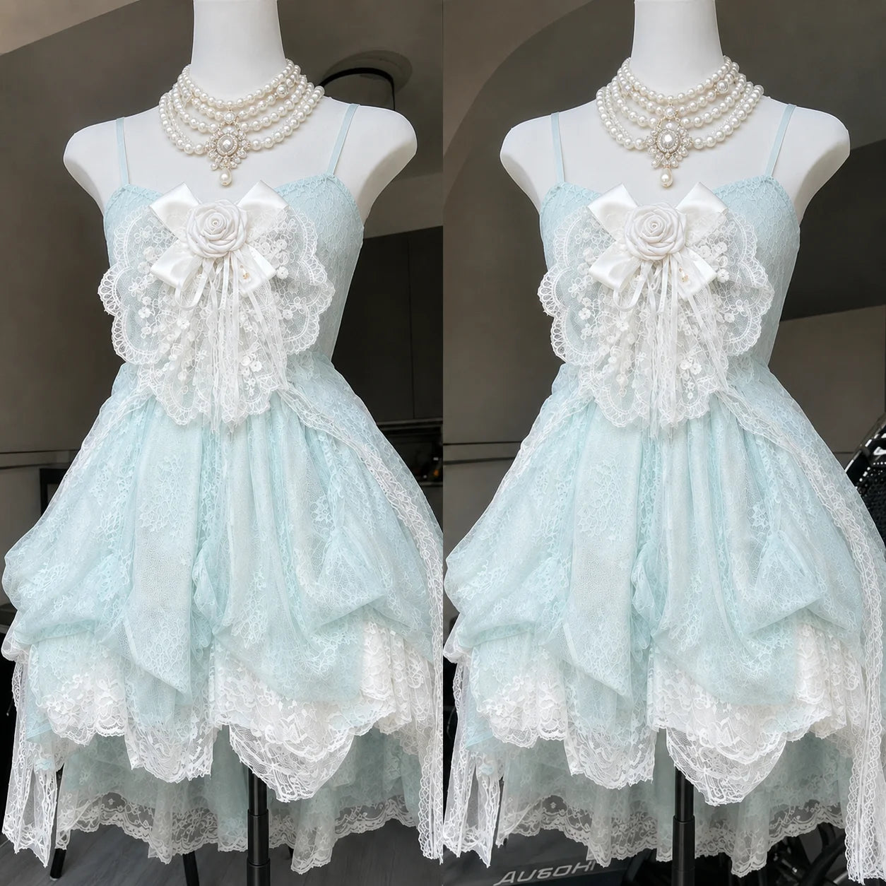 Floral Lace Babydoll Mini Dress