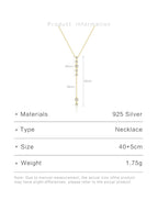 925 Sterling Silver Gold Round Long Pendant Chain Necklace