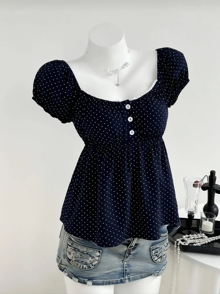 Polka Dot Babydoll Top
