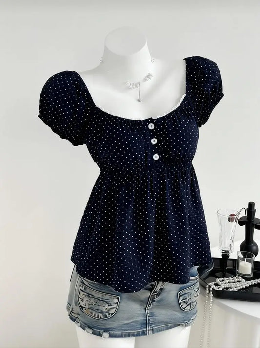 Polka Dot Babydoll Top