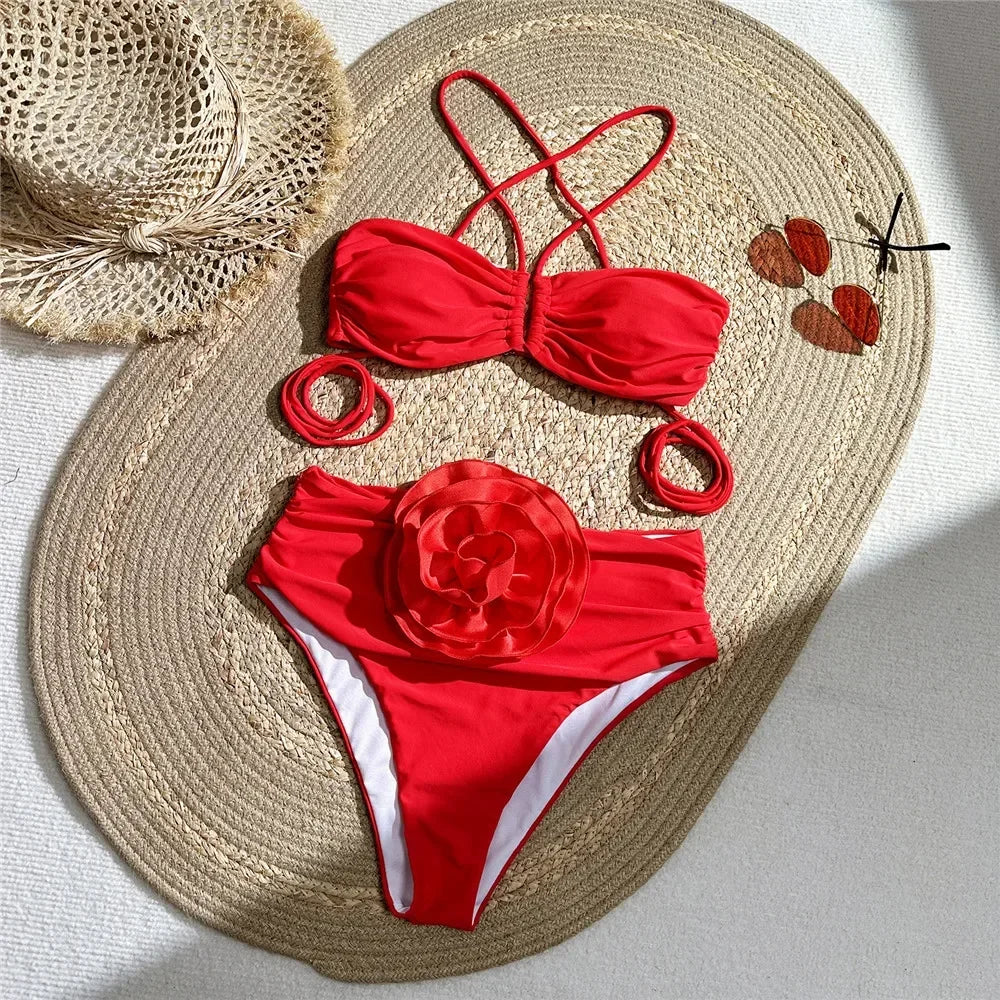 Daxiyee 3D Flower Bikini